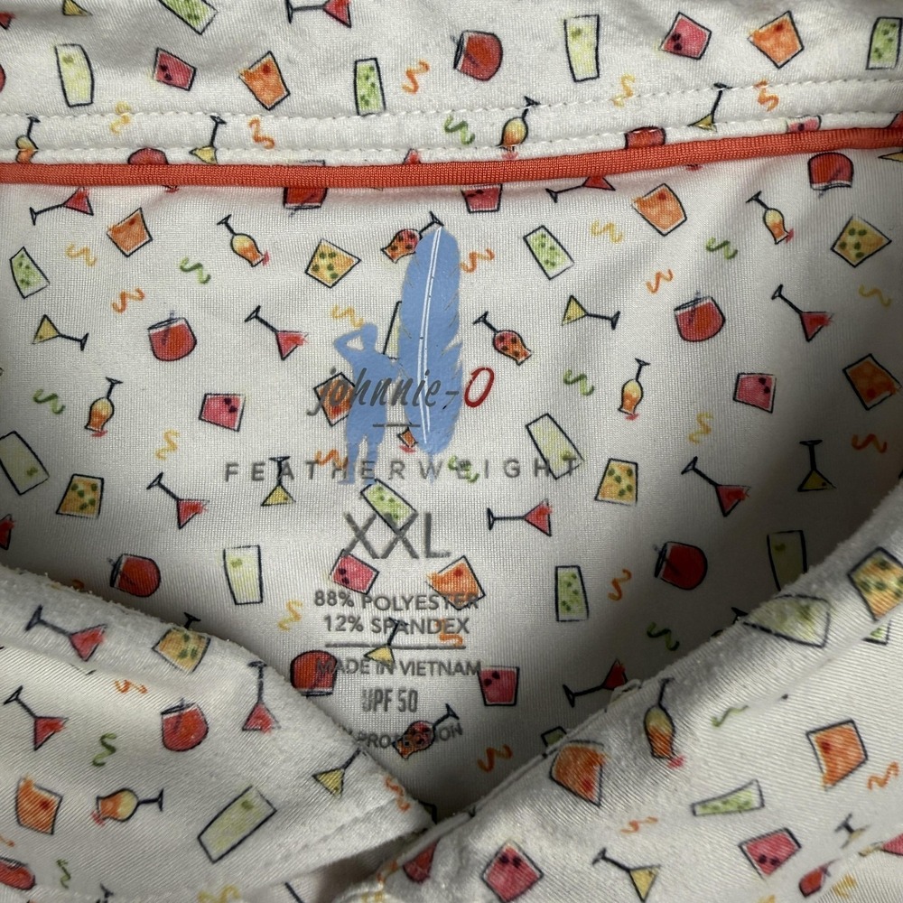 Johnnie-O Polo Mens 2XL Cocktail Print Golf Featherweight Oak Tree National - Picture 3 of 7